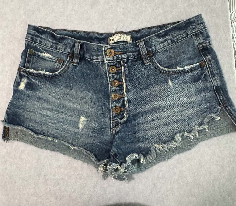 Free People Button Fly Jean Shorts, Size W 27